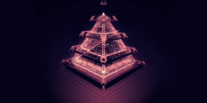 1920x1080 Red LED pyramid illustration, simple background, digital art HD