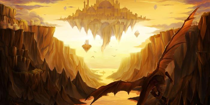 1920x1200 Dragons around the floating castle wallpaper - Fantasy wallpapers