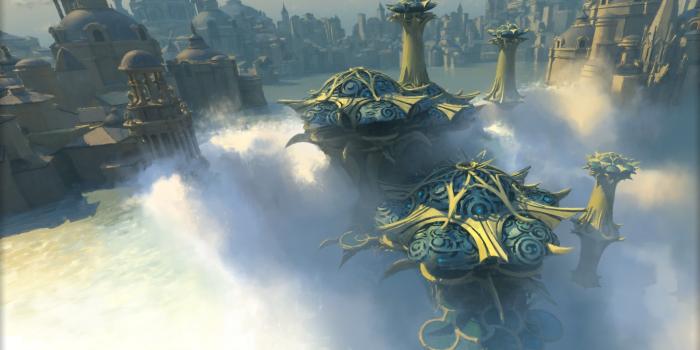 2560x1440 Illustration of floating castle, Magic: The Gathering, magic, Simic