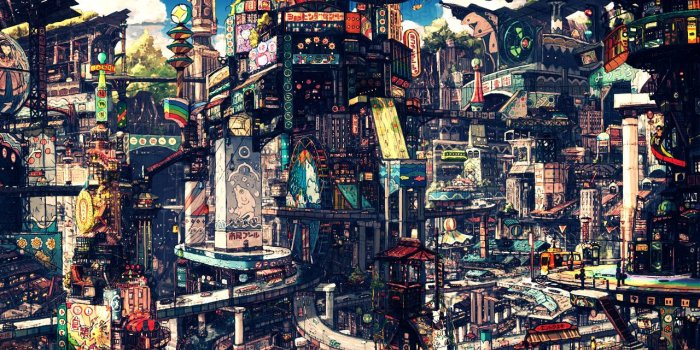 1280x800 Steampunk/Futuristic city on my laptop [1280x800] : wallpapers