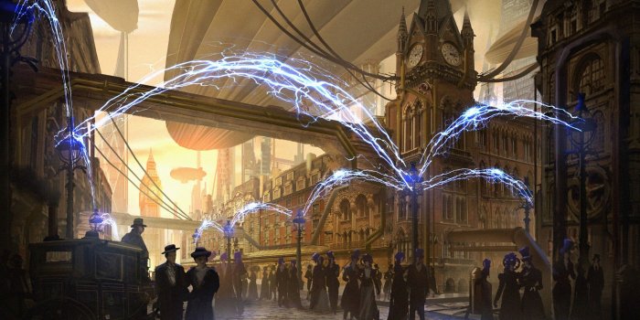 2560x1440 Old city illustration, artwork, city, steampunk, London HD wallpaper