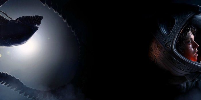 3840x1200 Made an Alien dual screen wallpaper for my monitors, thought I'd