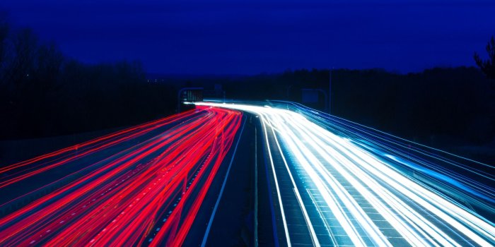 2048x1152 Download wallpaper 2048x1152 road, light, motorway ultrawide monitor