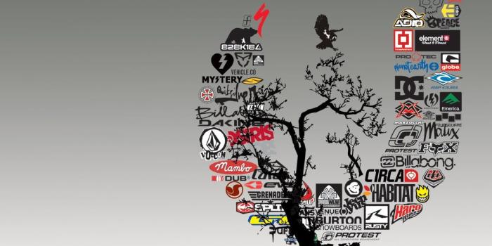 1280x1024 Assorted brand logo illustration, trees, brands, skateboarding