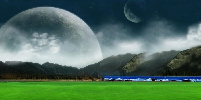 1280x804 Moon & Green Field wallpapers | Moon & Green Field stock photos