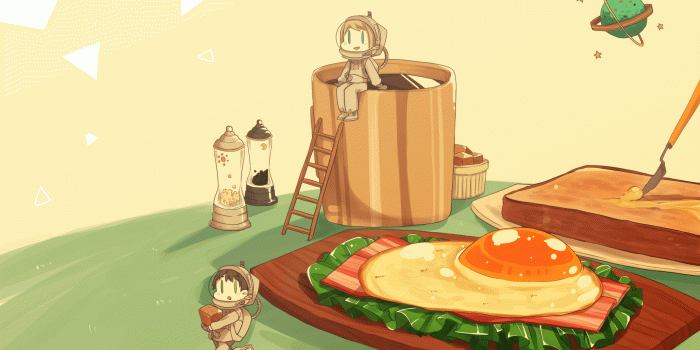 2560x1440 Download 2560x1440 Anime Breakfast, Chibi Characters, Astronauts
