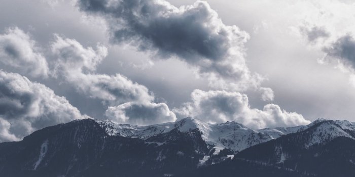 1366x768 Download wallpaper 1366x768 mountains, clouds, peaks tablet, laptop
