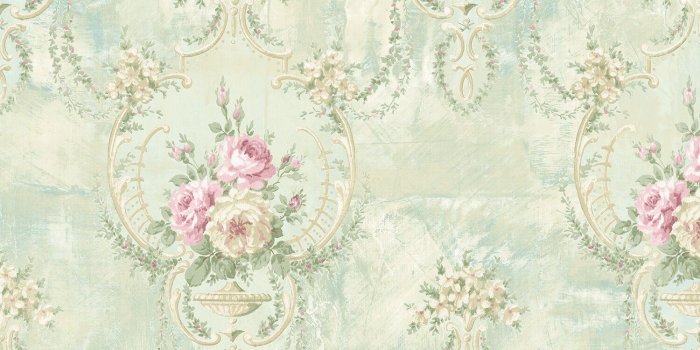 1500x1400 Damask Wallpaper Floral Blue Cream Pink Green Victorian Style Samples  Available