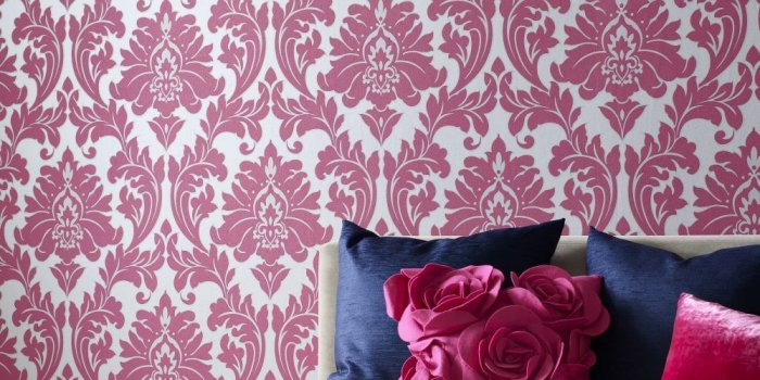 1000x1000 Graham and Brown Majestic Hot Pink Damask 30-418 Wallpaper