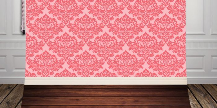 1000x1276 US $5.67 37% OFF|Damask wallpaper and brown wood floor photo studio  background backdrop made of Art fabric for newborn photography D 9691-in