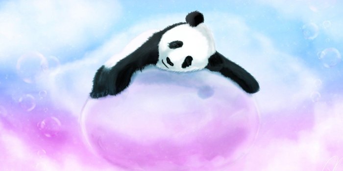 1332x850 Wallpaper bubbles, blue, bear, pink, Panda, sleeping, bubble, lying