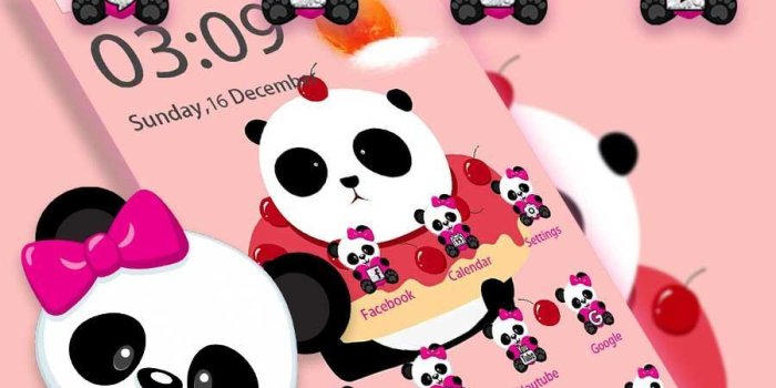 900x900 Free Pink Panda Cute wallpaper lock screen theme for Android - APK
