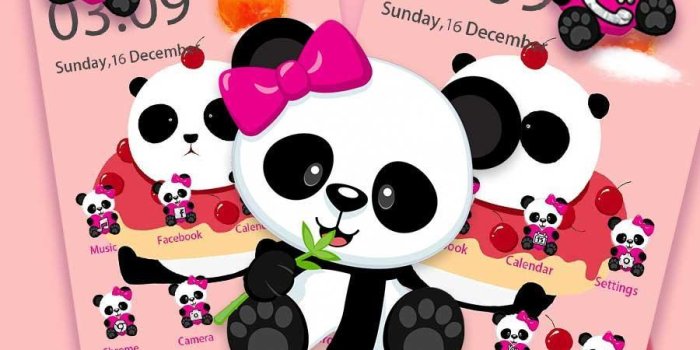 900x900 Free Pink Panda Cute wallpaper lock screen theme for Android - APK