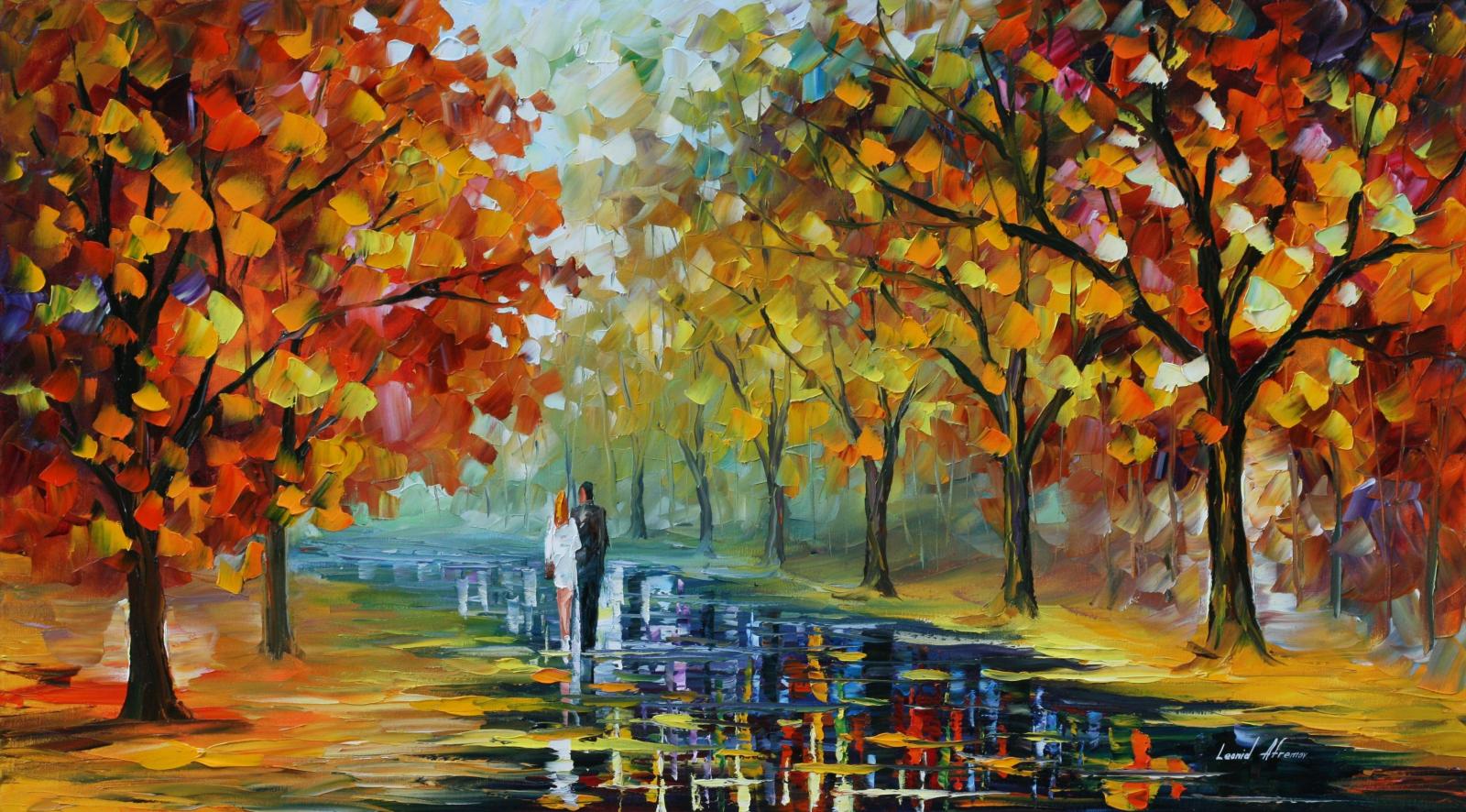 3712x2056 Autumn Wallpaper - Leonid Afremov Romantic Moment Free Wallpaper