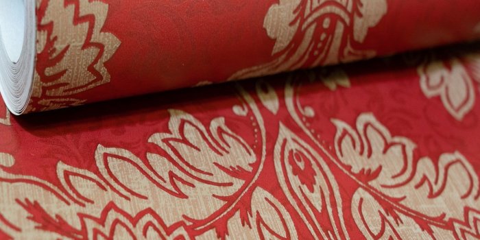 1600x1600 Damask Wallpaper Textured Modern Knightsbridge Red Gold Metallic