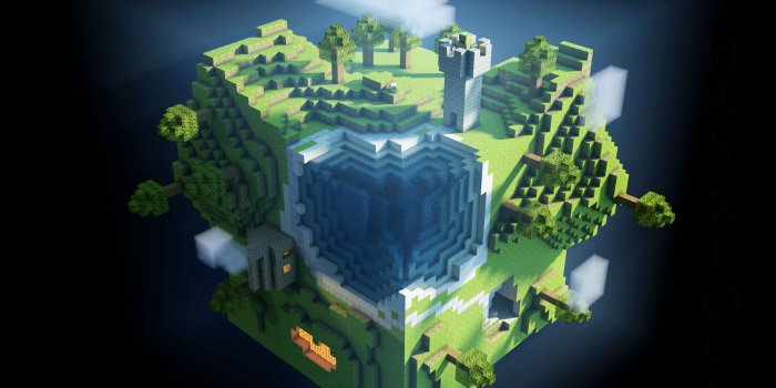 2048x1152 Download wallpaper 2048x1152 minecraft, planet, cube, cubes, world