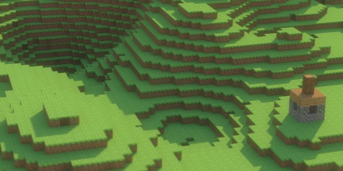 2048x1152 Download wallpaper 2048x1152 minecraft, mountain, house, ground
