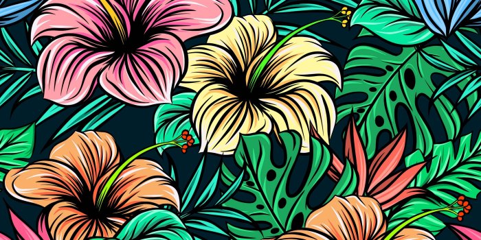 2780x2780 Download wallpaper 2780x2780 hibiscus, flowers, patterns, exotic