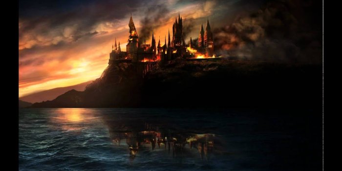 1280x720 Harry Potter and the Deathly Hallows - Burning Hogwarts