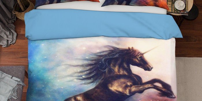 1650x1839 3D Star Black Unicorn 014 Bed Pillowcases Quilt