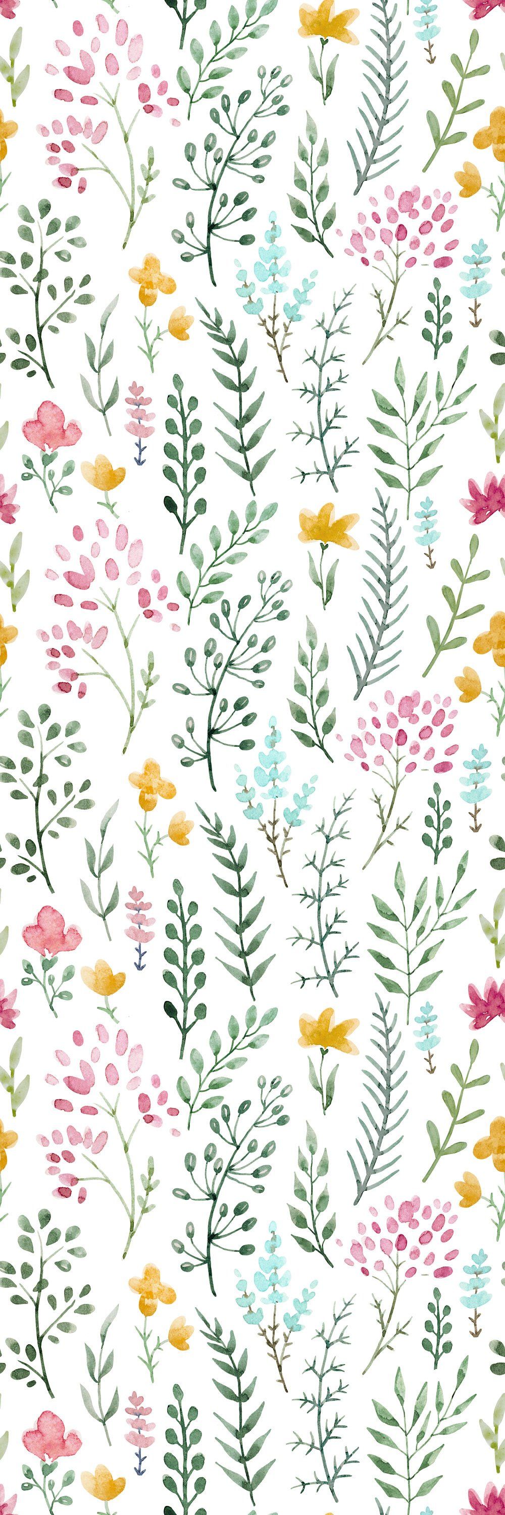 1000x3000 Removable Wallpaper Self Adhesive Wallpaper Watercolor Cute Flowers