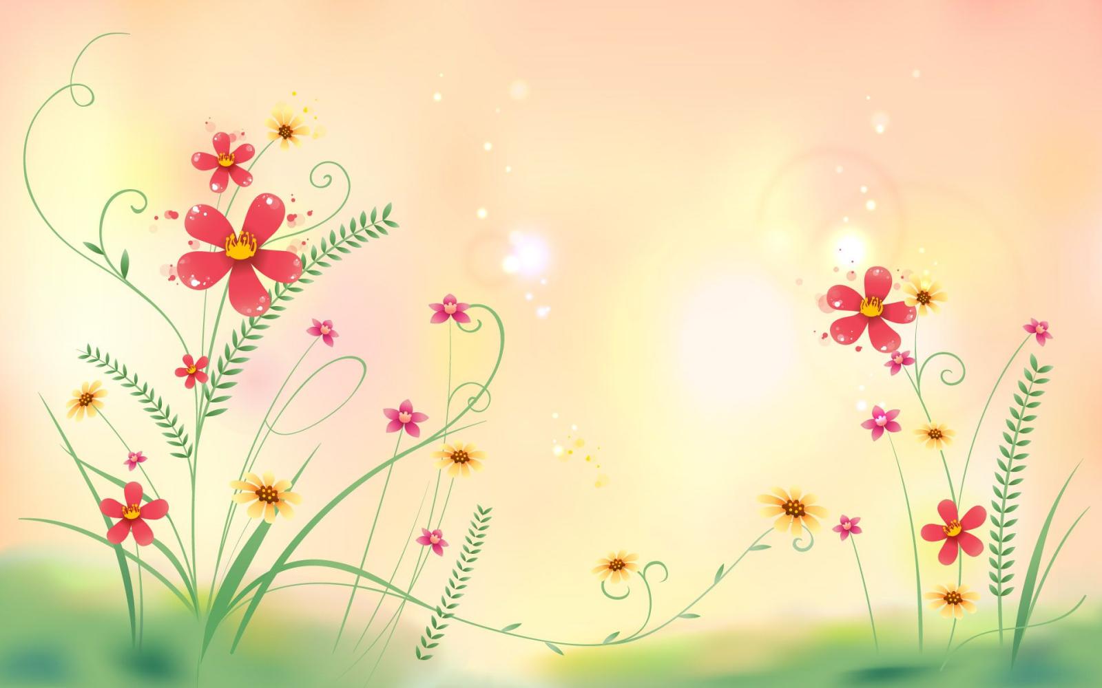 1920x1200 Cute Flowers Field Illustration Desktop Wallpaper