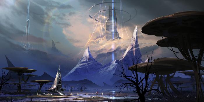 2000x1140 High rise building, futuristic, mushroom, artwork, digital art HD