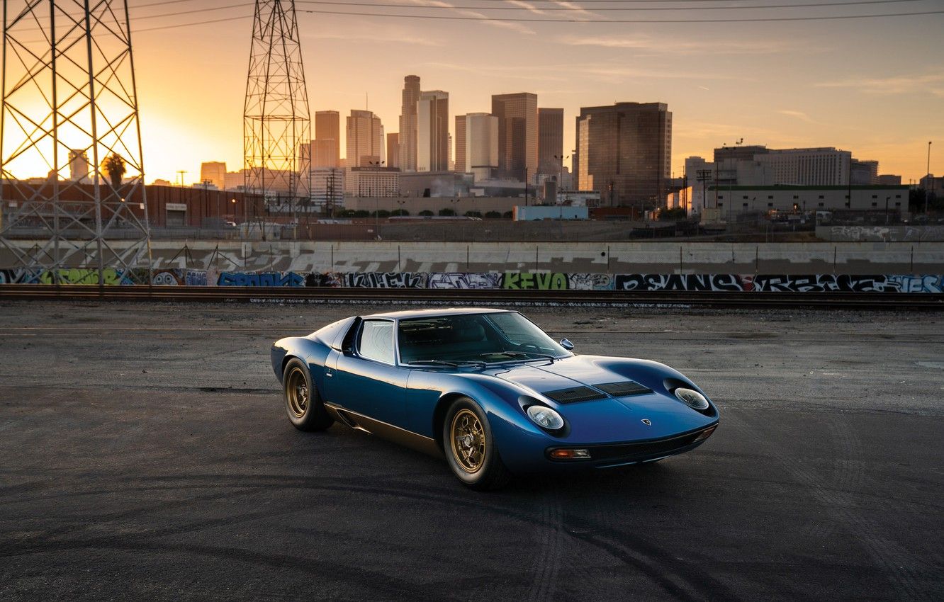 1332x850 Wallpaper City, Blue, Gold, Lamborghini Miura, P400 SV images for