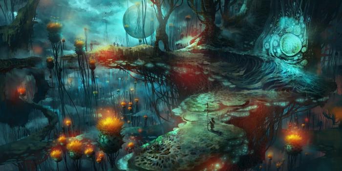 1920x1015 Fantasy world planet, mushroom, magic mushrooms, fantasy art HD