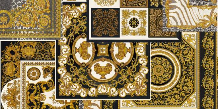 1000x800 Versace Wallpaper Collection | Oriental Tile Black/Gold | 37048-3