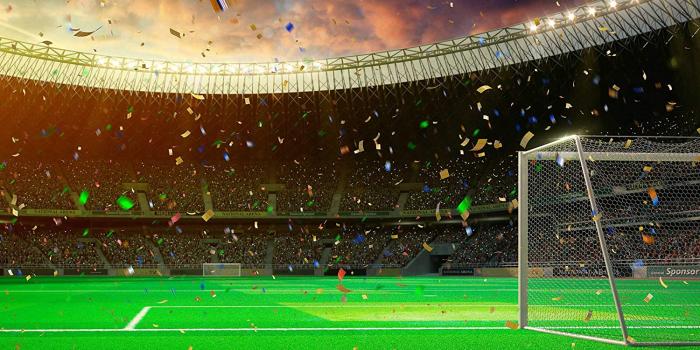 1500x1500 wall26 - Evening Stadium Arena Soccer Field Championship Win. Confetti and  Tinsel Yellow Toning - Removable Wall Mural | Self-Adhesive Large Wallpaper 