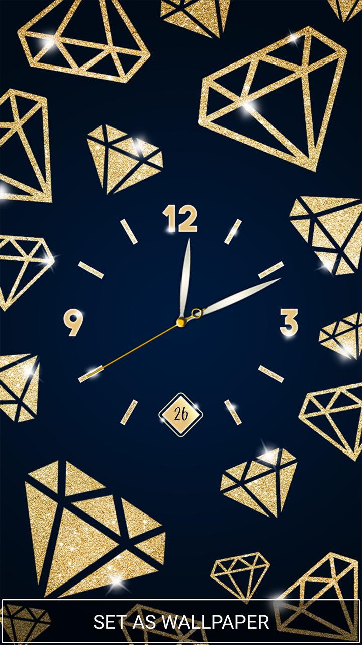 720x1280 Gold Diamond Moving Clock Wallpaper for Android - APK Download