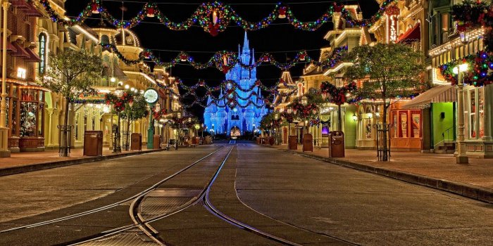 1332x850 Wallpaper decoration, night, street, CA, New year, USA, garland