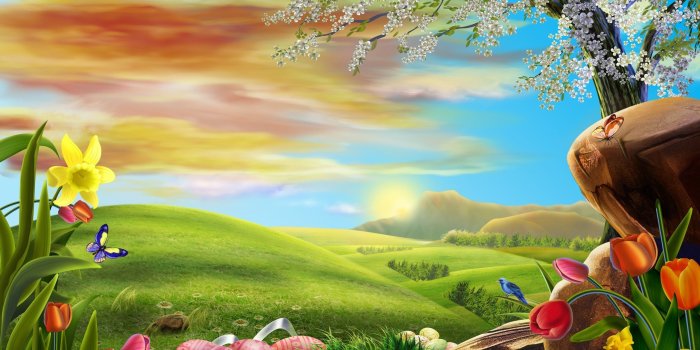 2560x1440 Easter eggs in the spring meadow wallpaper - Holiday wallpapers - #27688