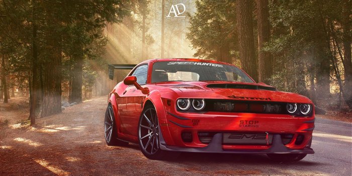 1920x971 Red Agressive Dodge Demon - Porsche 924 Free Wallpaper & Backgrounds