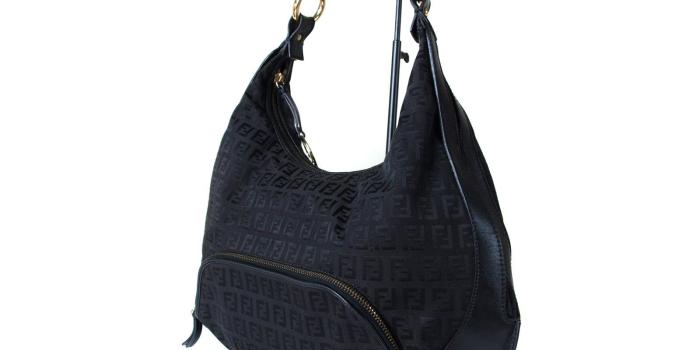 1600x1200 Authentic FENDI Zucca Canvas Leather Black Shoulder Bag FS12573L