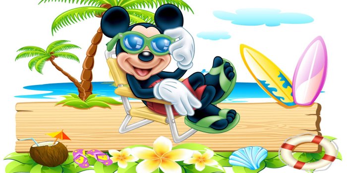 2560x1600 Miickey Mouse-summer holiday on a tropical beach-Desktop Wallpaper