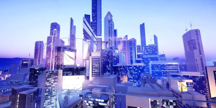 1280x720 Futuristic City Ambience - Night Falls (Mirror's Edge Catalyst) 4K
