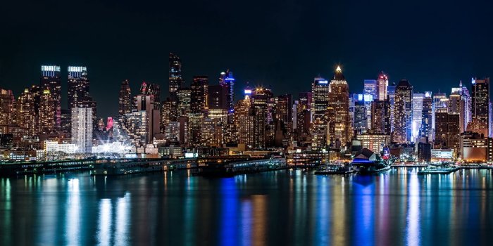 1280x720 Desktop Wallpapers New York City USA Rivers night time Skyscrapers
