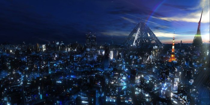 1200x723 cityscape, Night, Guilty Crown, Anime, Tokyo Wallpapers HD / Desktop