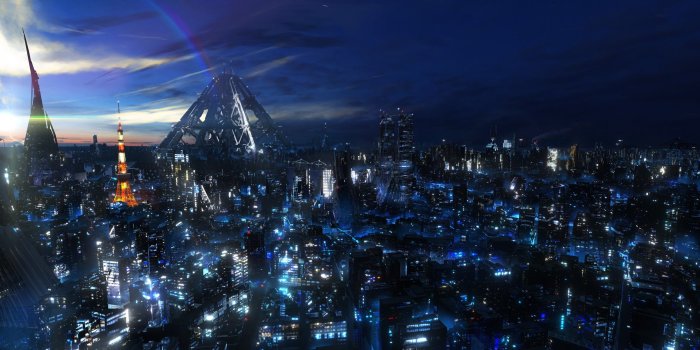 2450x1476 4575169 #cityscape, #Guilty Crown, #Tokyo, #night, #anime, wallpaper