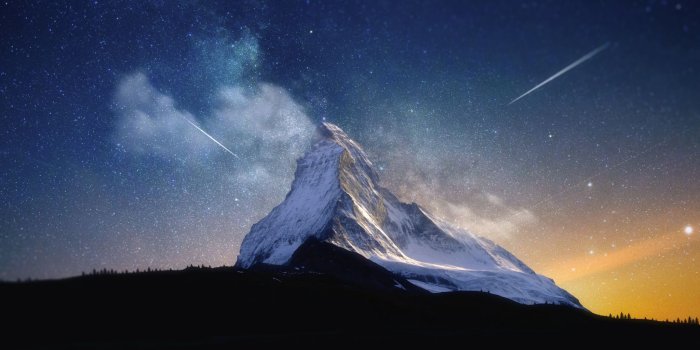 2048x1119 Night scenery of the peak 53589 - World Wallpapers - Landscape scenery