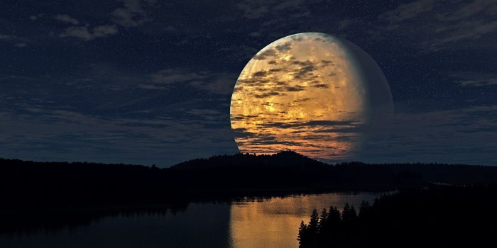 2880x1800 Night moon river scenery wallpaper | 2880x1800 | #34554