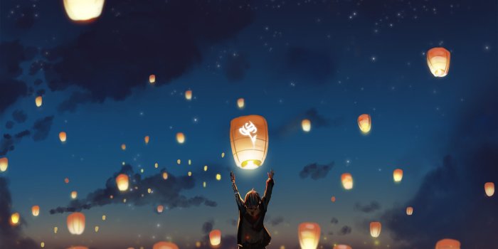 2880x1620 5042405 Night, Lantern, Sky, Scenery wallpaper and background