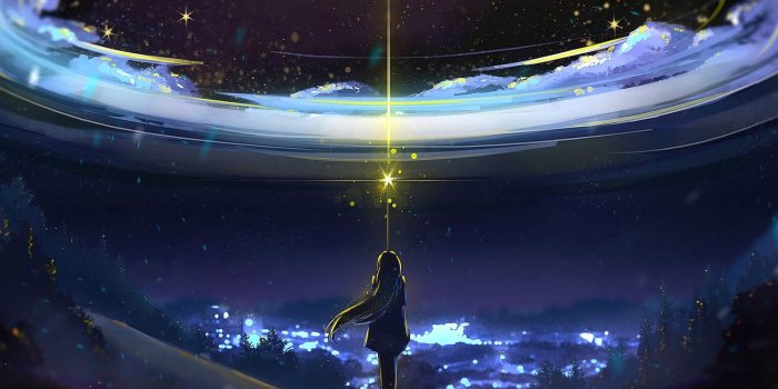 1332x850 Wallpaper Sky, Anime, Night, Scenery images for desktop, section арт