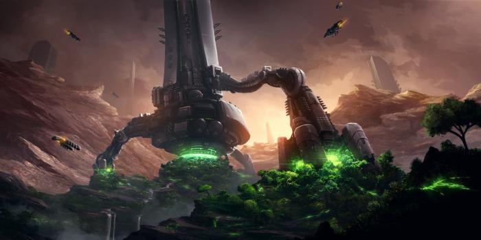 1920x869 nature, Video Games, Space, Fantasy Art, Landing, Landscape, Endless