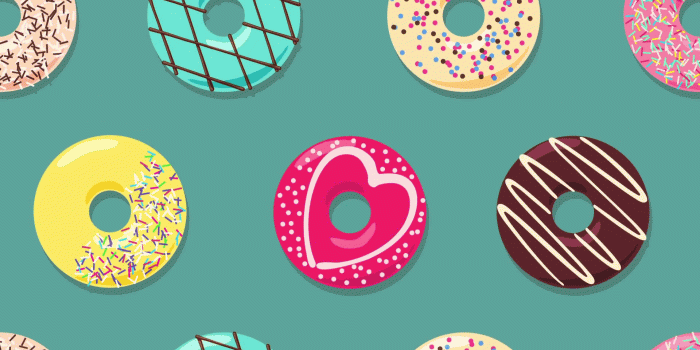 1920x1080 Falling and rotating colorful donuts on grey cyan background. Cartoon 2d  looped animation. Motion Background - Storyblocks Video