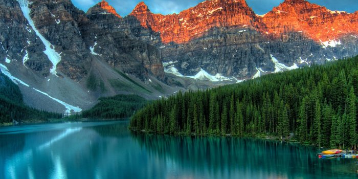 2560x1440 Wallpaper Moraine Lake, Banff, Canada, mountains, forest, 4k, Nature