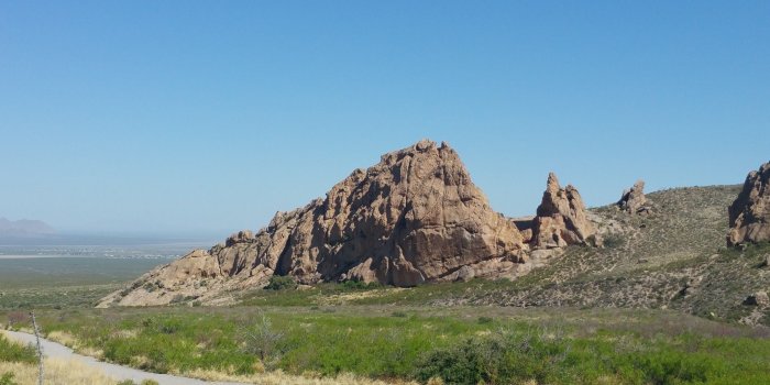 3840x1080 Download 3840x1080 New Mexico, Clean Sky, Rocks, Plants, Grass