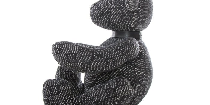 1600x1200 Authentic Gucci Monogram Stuffed Teddy Bear Navy Blue